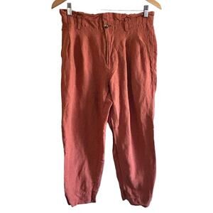 Madewell Linen Blend Dunaway Burnt Orange Pants MISSING BELT Size 4